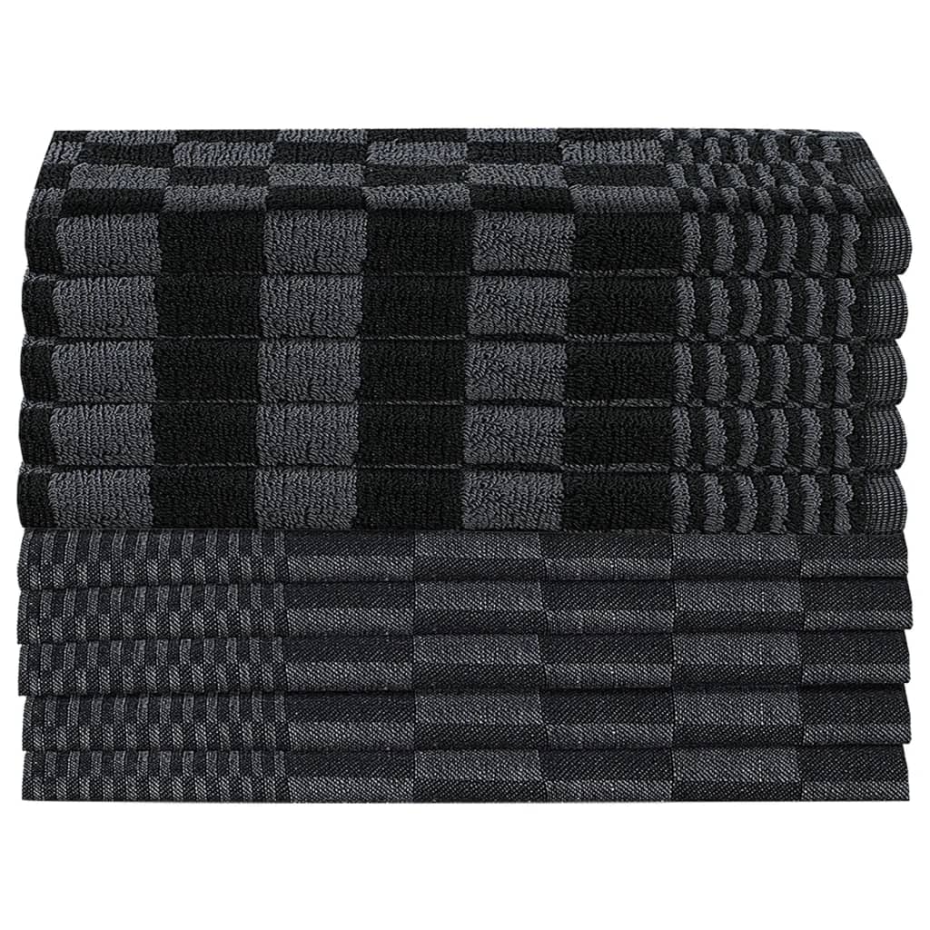vidaXL 10 Piece Towel Set Black and Grey Cotton vidaXL