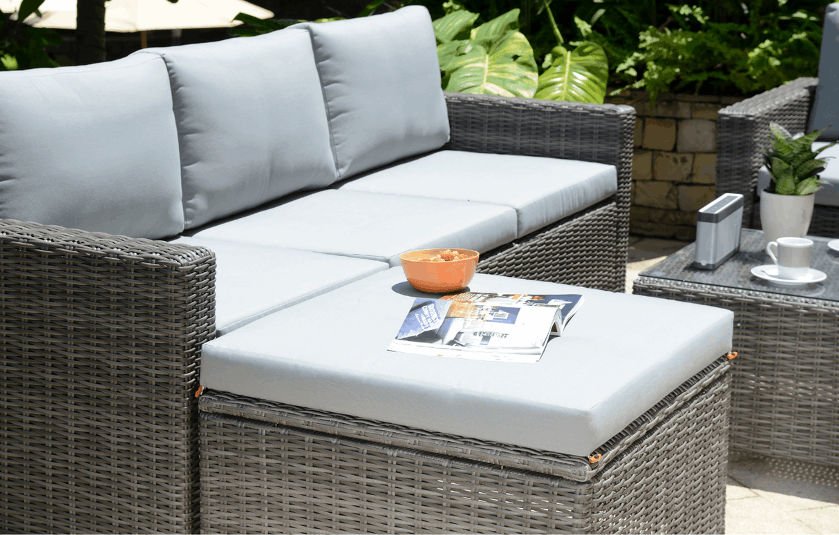 MINT Outdoor Garden Sofa Set in Grey with Comfortable Cushions and Stylish Design for Outdoor Spaces