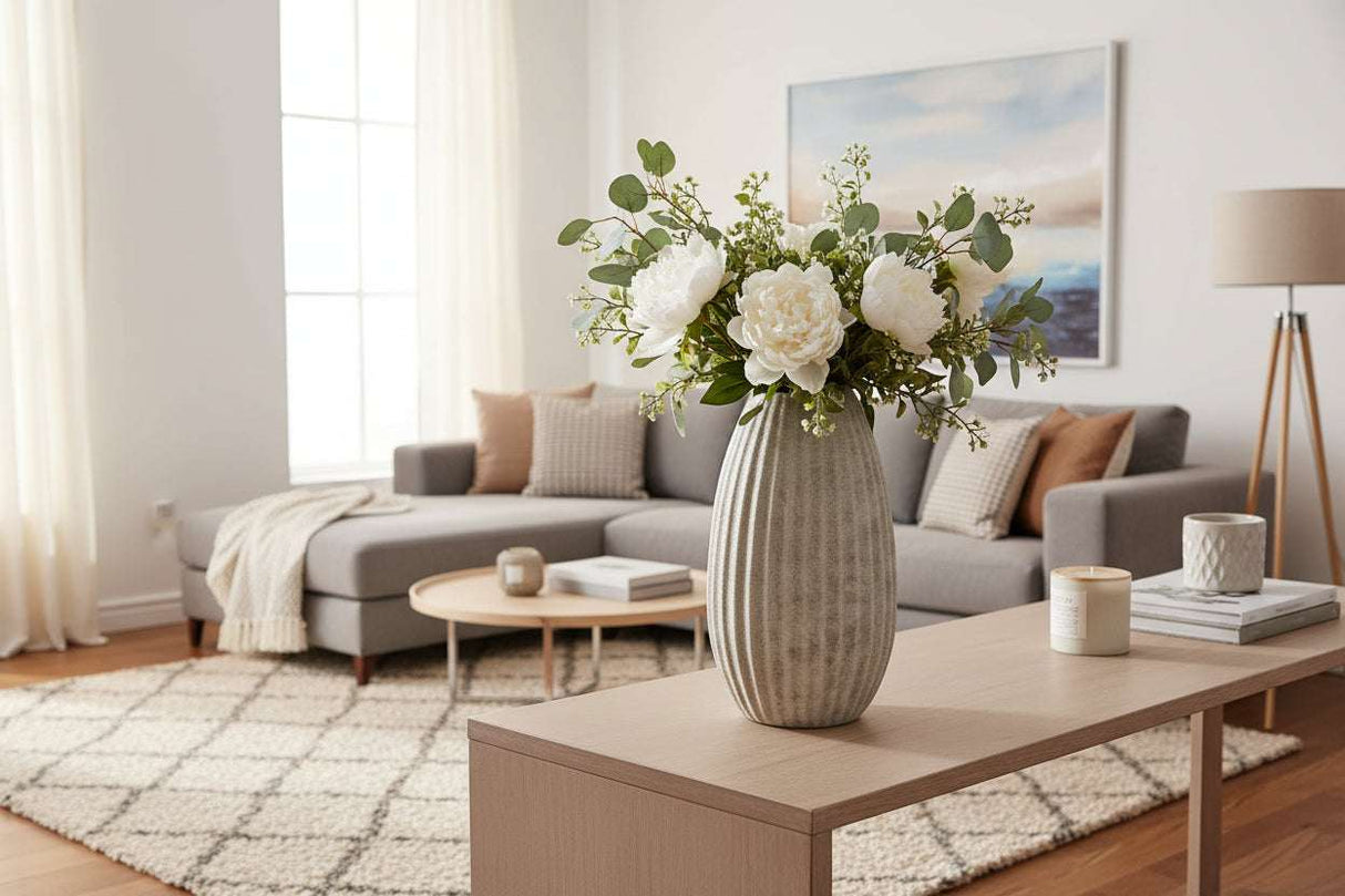 Catania Large Olpe Vase LIGHT GREY CERAMIC Shades 4 Seasons