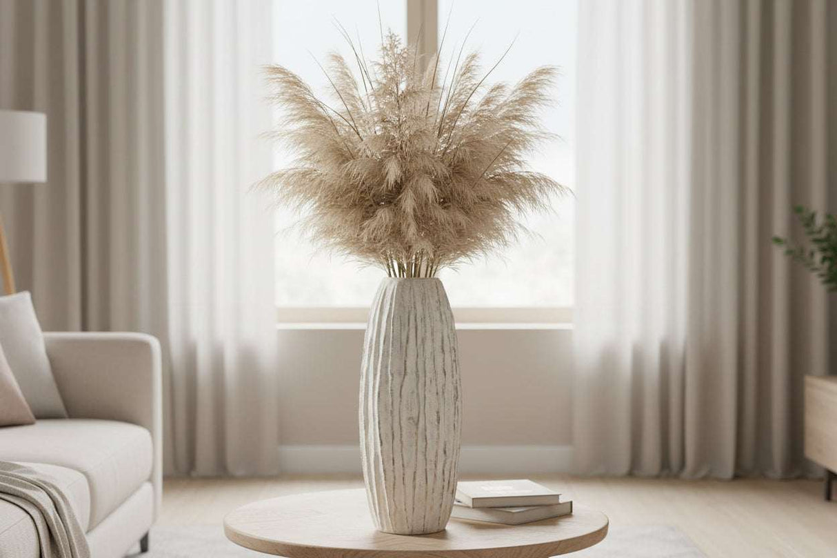 Lorenzo Tall Fin Vase WHITE CERAMIC Shades 4 Seasons