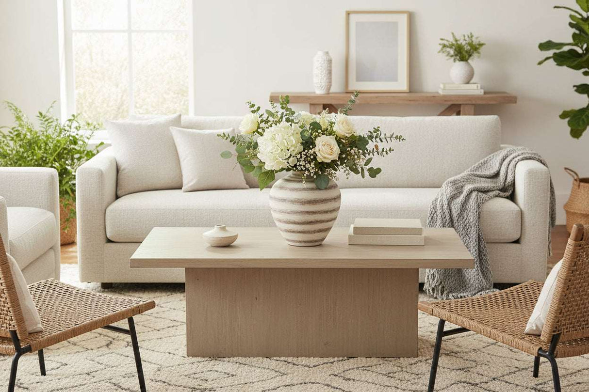 Ravello Large Stripe Amfora Vase BROWN CERAMIC Shades 4 Seasons