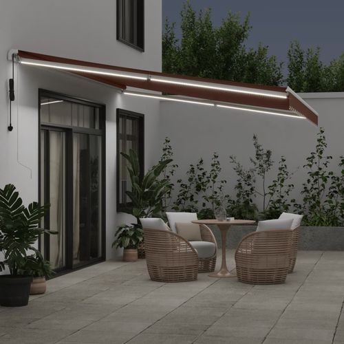 vidaXL Automatic Retractable Awning with LED Anthracite&White 400x350 cm vidaXL