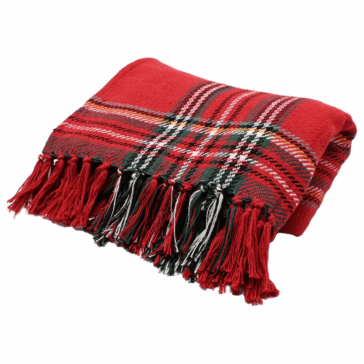 Red Tartan Woven Checked Cotton Throw 125cm x 150cm