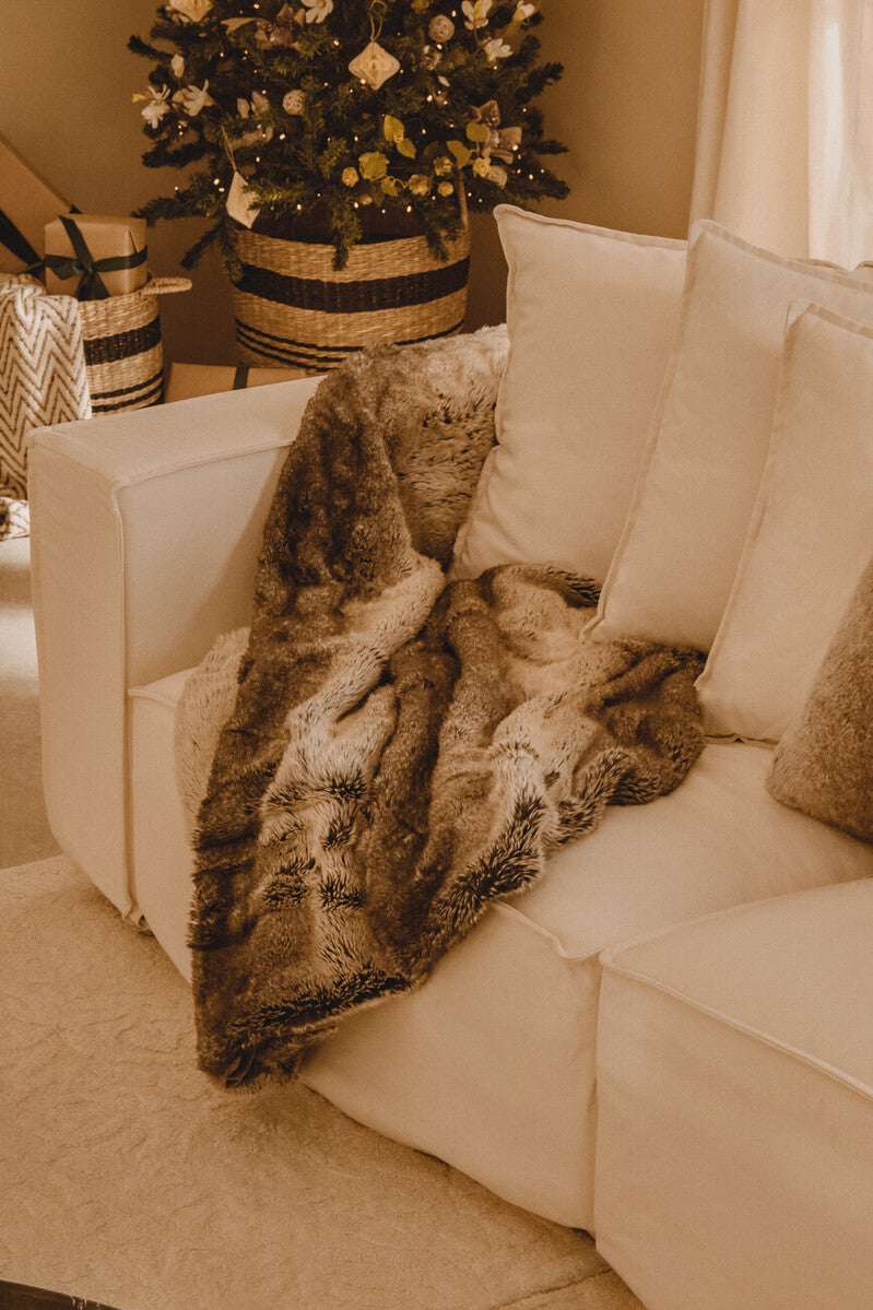 Orsina Luxurious Bosie Lamina Mocha Ombre Fur Throw