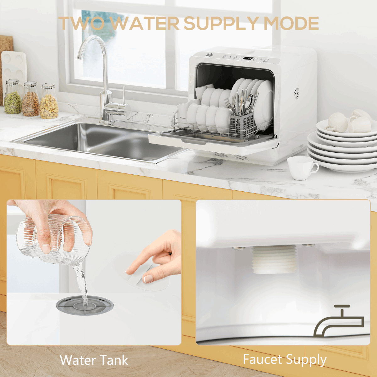 Compact Table-Top Dishwasher in White N/A