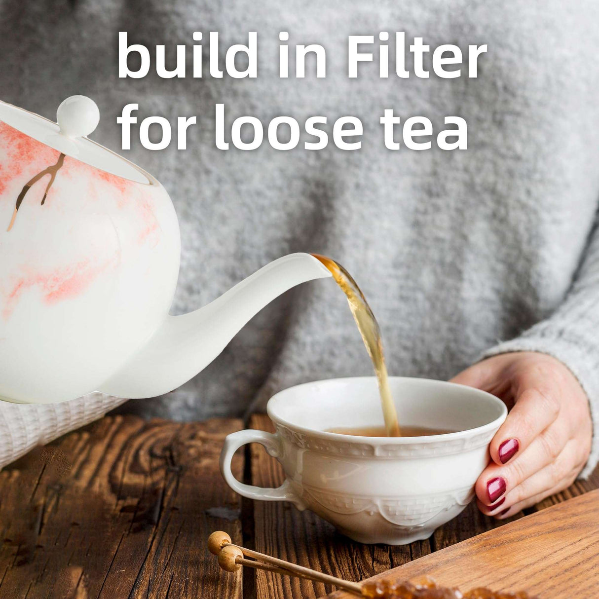 London Boutique Teapot, Teapots for 4 with Built-in Filter for Loose Leaf Tea, 1.2L Large Teapot, White Teapot with Gold Rim, Lightweight, Fine China Teapot Set Perfect Tea Maker for Tea Lovers