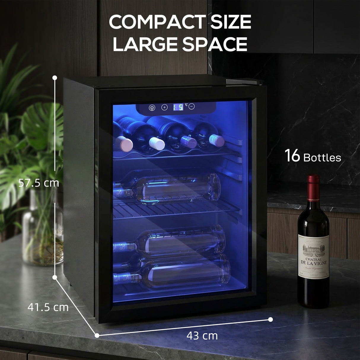 HOMCOM 16 Bottle Wine Cooler, 48 Litre Capacity