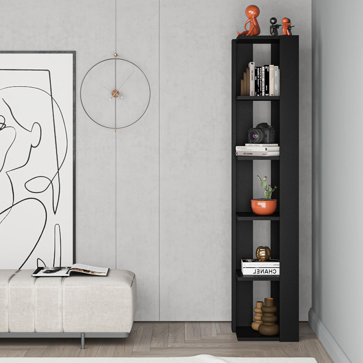 Nati Modern Corner Bookcase Display Unit Tall 161cm