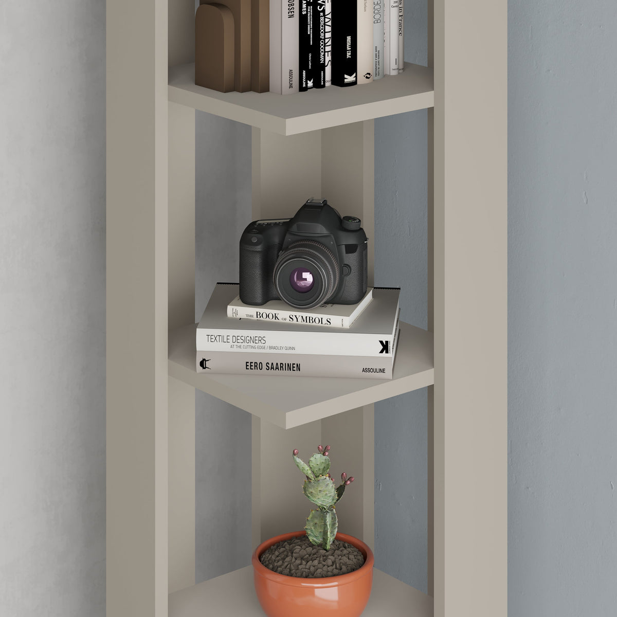 Nati Modern Corner Bookcase Display Unit Tall 161cm