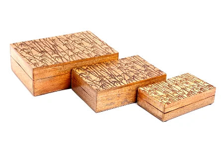 Bamboo Carved Boxes Set of Three - Shades 4 Seasons