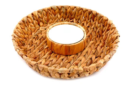Circular Raffia Weaved Chip & Dip Tray 35cm - Shades 4 Seasons