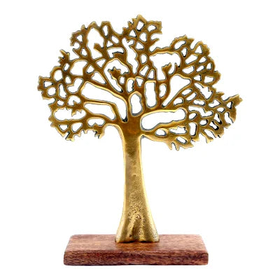 Antique Gold Tree On Wooded Base 27cm - Shades 4 Seasons
