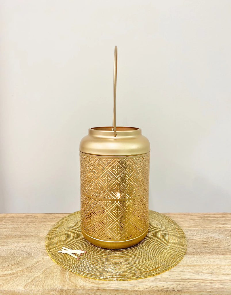 Large Copper Cut Out Design Lantern 41cm - Shades 4 Seasons