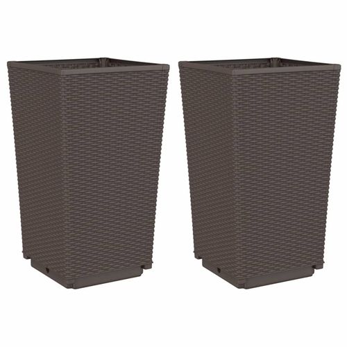 vidaXL Tall Rattan Effect Garden Planters - Weatherproof vidaXL