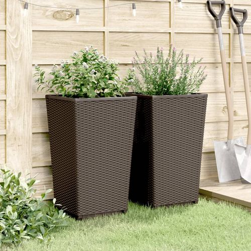 vidaXL Tall Rattan Effect Garden Planters - Weatherproof vidaXL