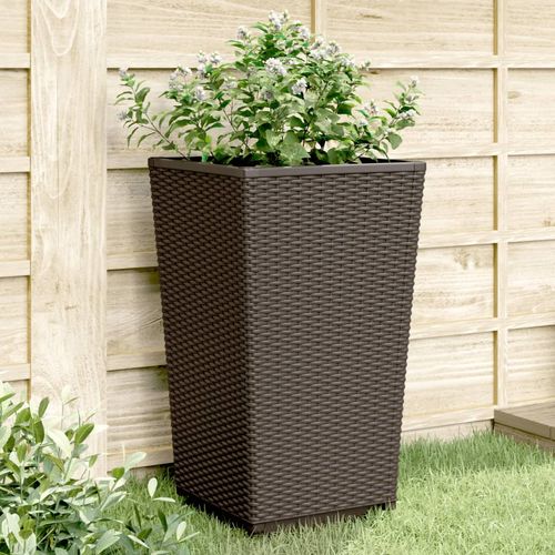 vidaXL Tall Rattan Effect Garden Planters - Weatherproof brown 4 vidaXL