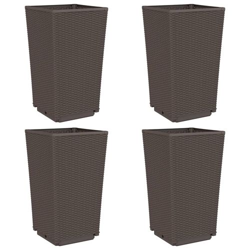 vidaXL Tall Rattan Effect Garden Planters - Weatherproof vidaXL
