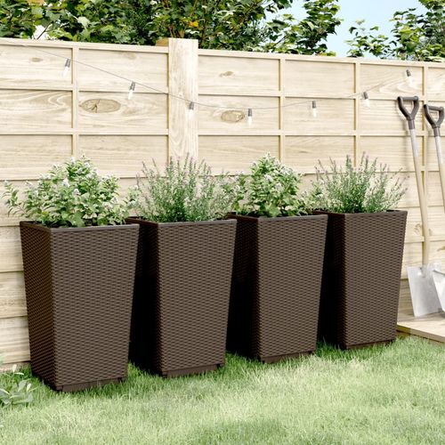 vidaXL Tall Rattan Effect Garden Planters - Weatherproof vidaXL