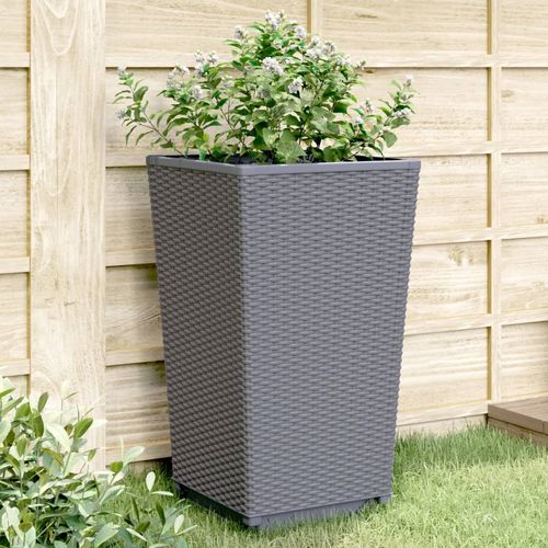 vidaXL Tall Rattan Effect Garden Planters - Weatherproof grey 4 vidaXL