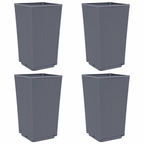 vidaXL Tall Rattan Effect Garden Planters - Weatherproof vidaXL