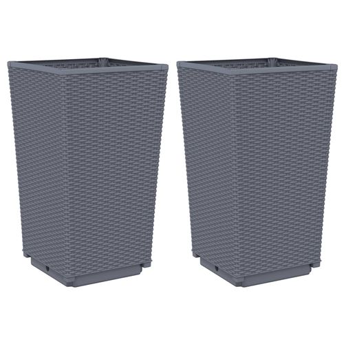 vidaXL Tall Rattan Effect Garden Planters - Weatherproof vidaXL