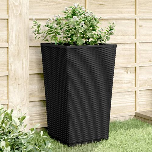 vidaXL Tall Rattan Effect Garden Planters - Weatherproof black 4 vidaXL