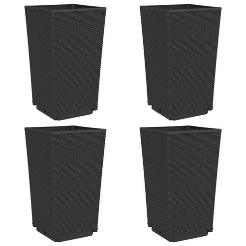 vidaXL Tall Rattan Effect Garden Planters - Weatherproof vidaXL