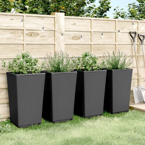 vidaXL Tall Rattan Effect Garden Planters - Weatherproof vidaXL