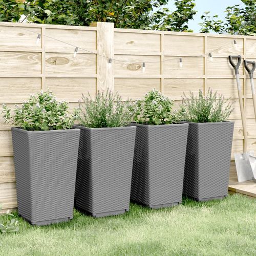 vidaXL Tall Rattan Effect Garden Planters - Weatherproof vidaXL