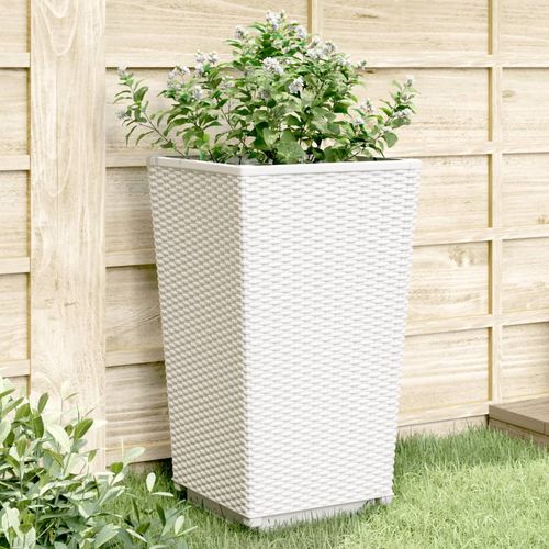 vidaXL Tall Rattan Effect Garden Planters - Weatherproof white 4 vidaXL