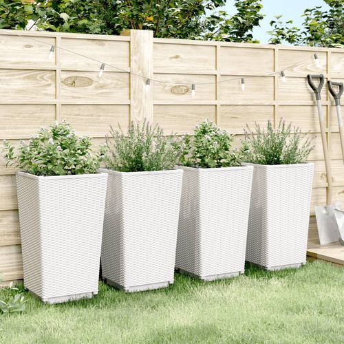vidaXL Tall Rattan Effect Garden Planters - Weatherproof vidaXL