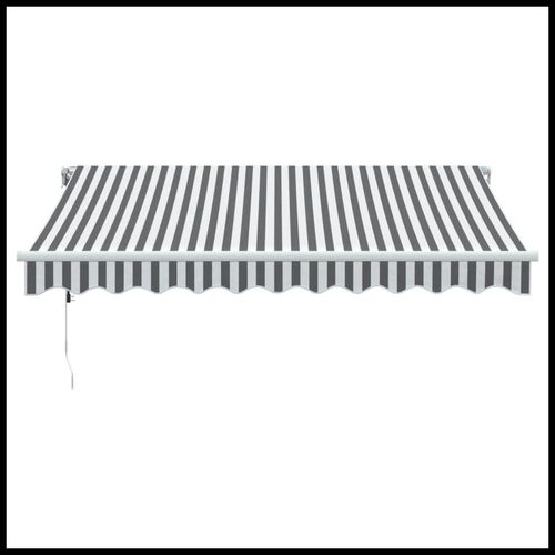 vidaXL Automatic Retractable Awning with LED Anthracite&White 400x350 cm vidaXL