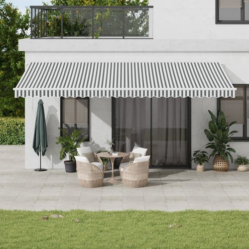 vidaXL Automatic Retractable Awning with LED Anthracite&White 400x350 cm anthracite and black 500 x 300 m vidaXL