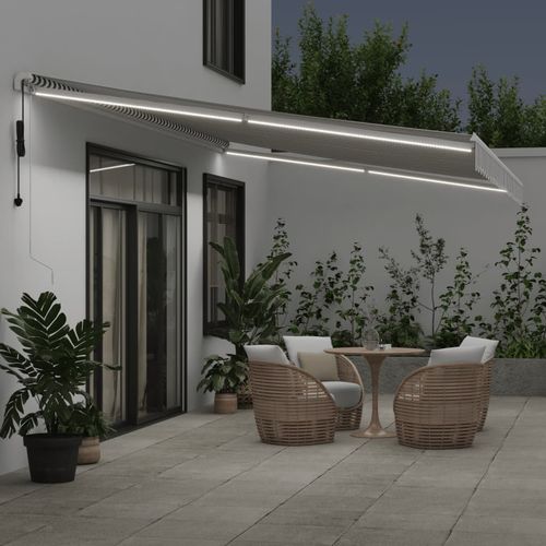 vidaXL Automatic Retractable Awning with LED Anthracite&White 400x350 cm vidaXL