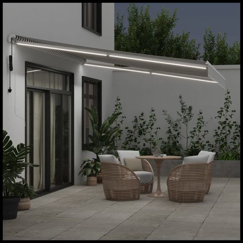 vidaXL Automatic Retractable Awning with LED Anthracite&White 400x350 cm vidaXL