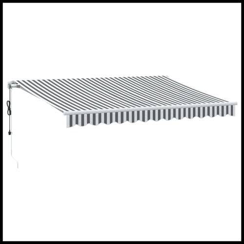 vidaXL Automatic Retractable Awning with LED Anthracite&White 400x350 cm vidaXL