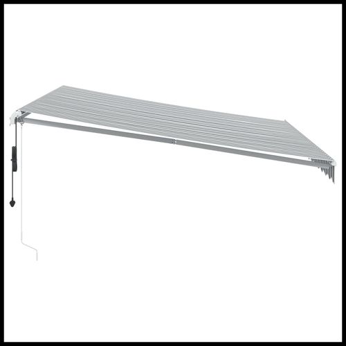 vidaXL Automatic Retractable Awning with LED Anthracite&White 400x350 cm vidaXL