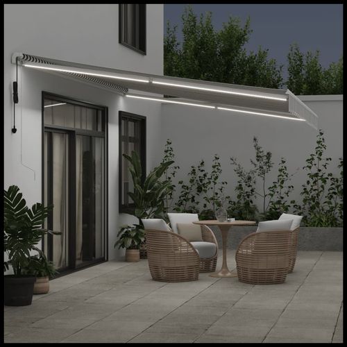 vidaXL Automatic Retractable Awning with LED Anthracite&White 400x350 cm vidaXL