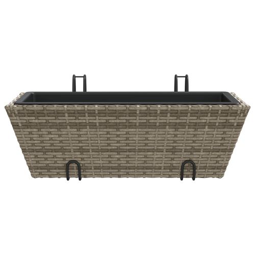vidaXL Garden Planters with hooks 2 pcs Black Poly Rattan vidaXL