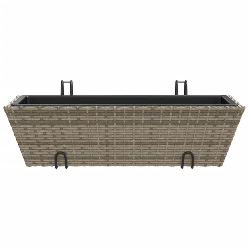 vidaXL Garden Planters with hooks 2 pcs Black Poly Rattan vidaXL