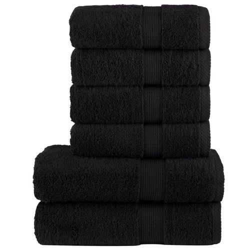 vidaXL Black Cotton Towel Set – Soft & Absorbent Decor black vidaXL