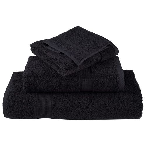 vidaXL Black Cotton Towel Set – Soft & Absorbent Decor vidaXL
