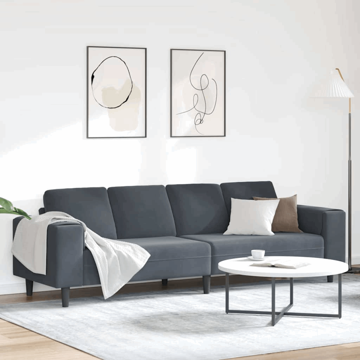 vidaXL Modern Sofa Set with Chaise Lounge Dark grey without ottoman vidaXL