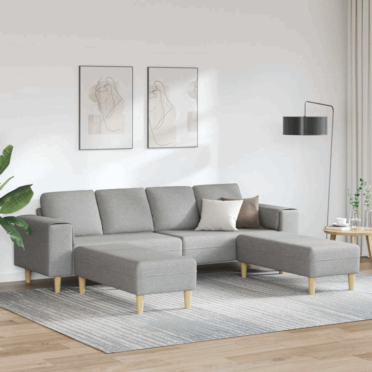 vidaXL Stylish Sofa Set for Modern Living Rooms Cloud grey with ottoman vidaXL
