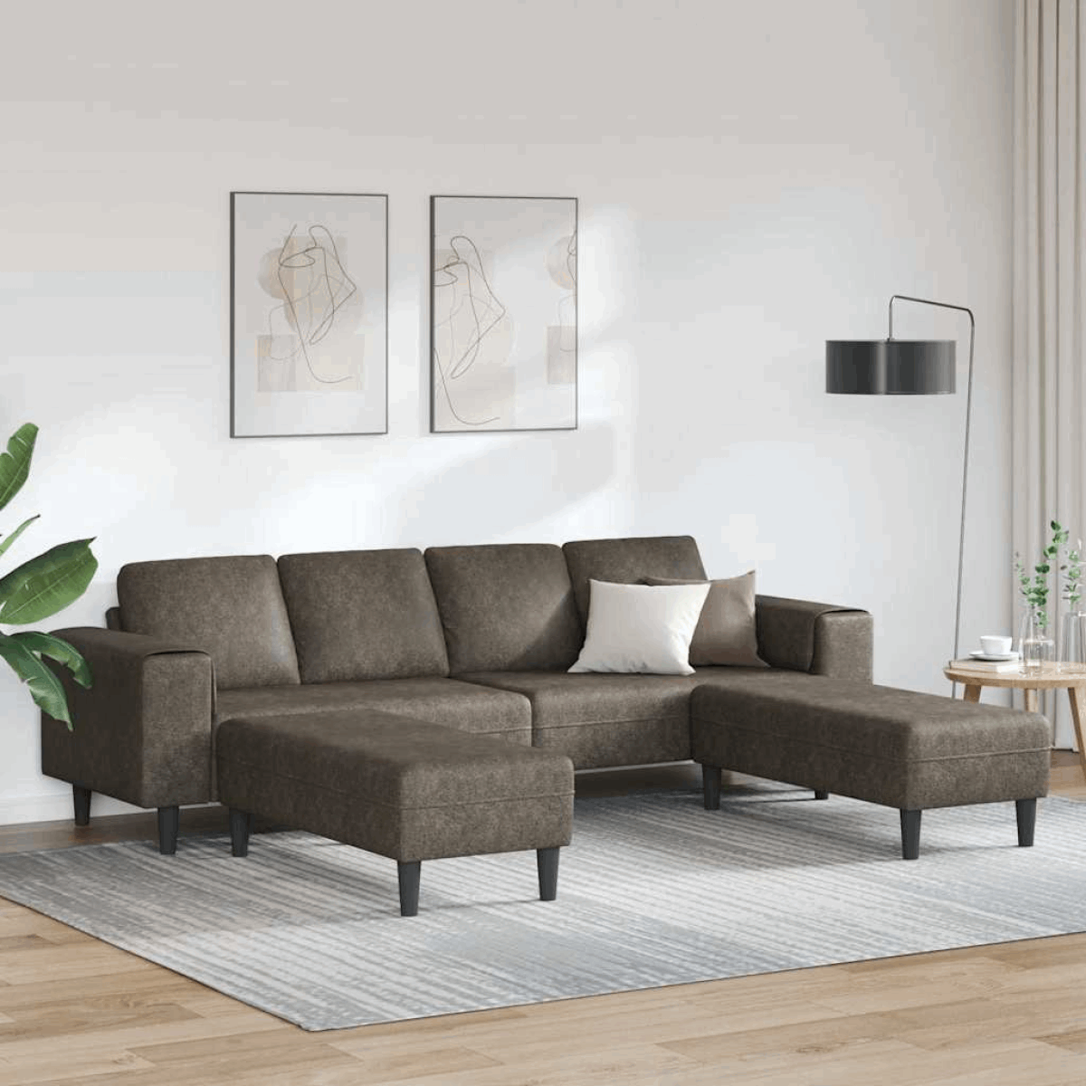 vidaXL Stylish Sofa Set for Modern Living Rooms Dark grey with ottoman vidaXL