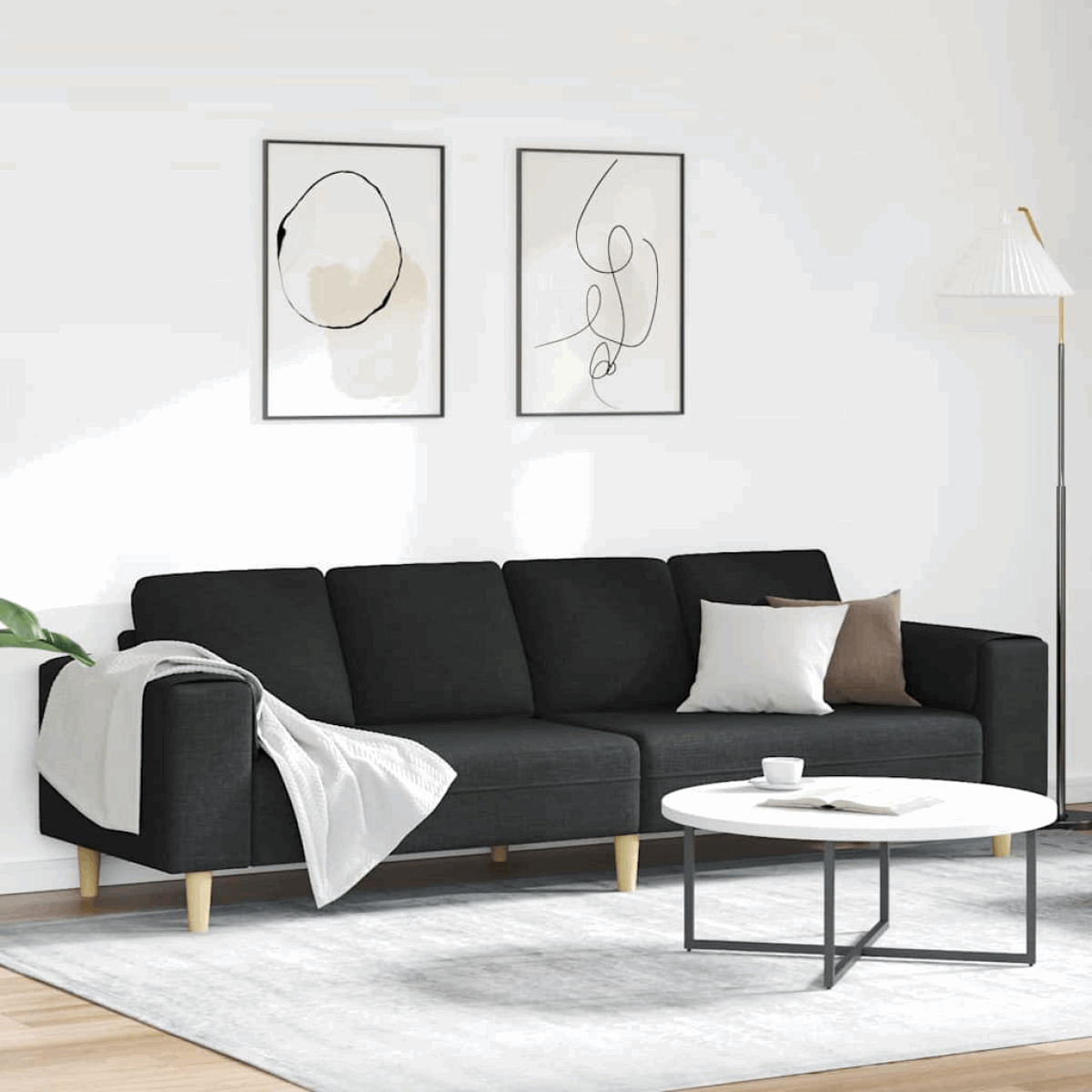 vidaXL Stylish Sofa Set for Modern Living Rooms Black without ottoman vidaXL