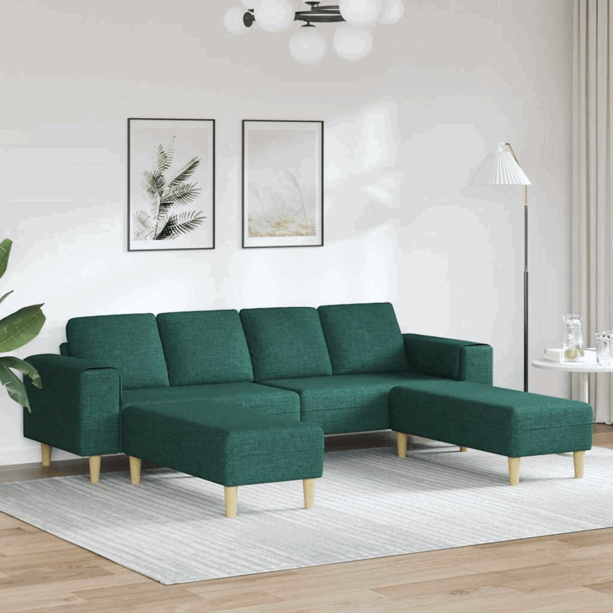 vidaXL Stylish Sofa Set for Modern Living Rooms Dark green with ottoman vidaXL