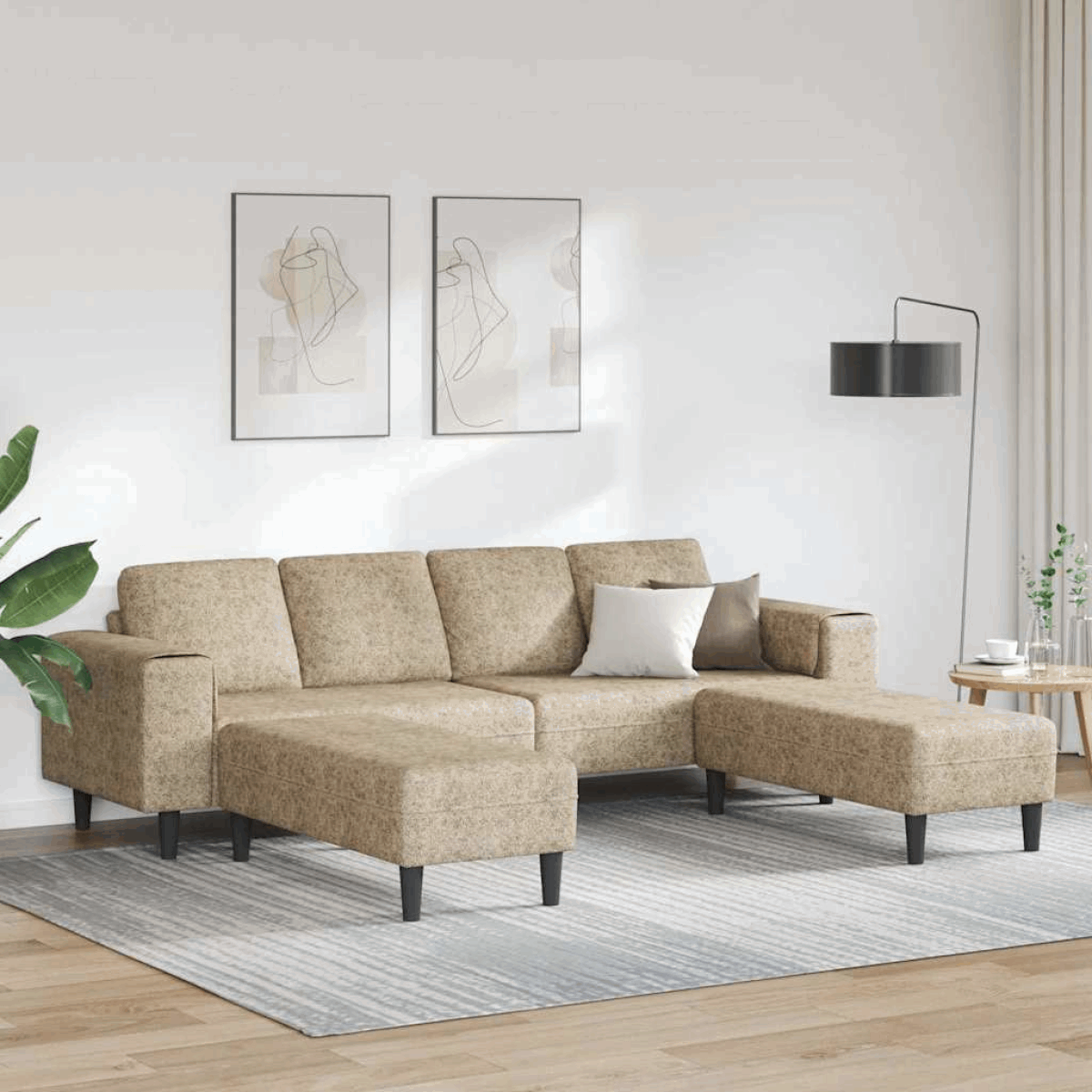 vidaXL Stylish Sofa Set for Modern Living Rooms Light grey with ottoman vidaXL