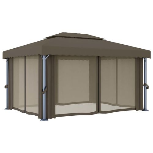 vidaXL Gazebo with Curtain & LED String Lights 3x3 m Cream White vidaXL