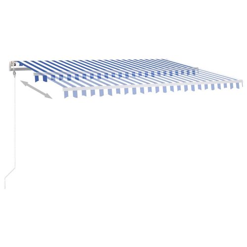 vidaXL Manual Retractable Awning with LED 3x2.5 m Blue and White vidaXL